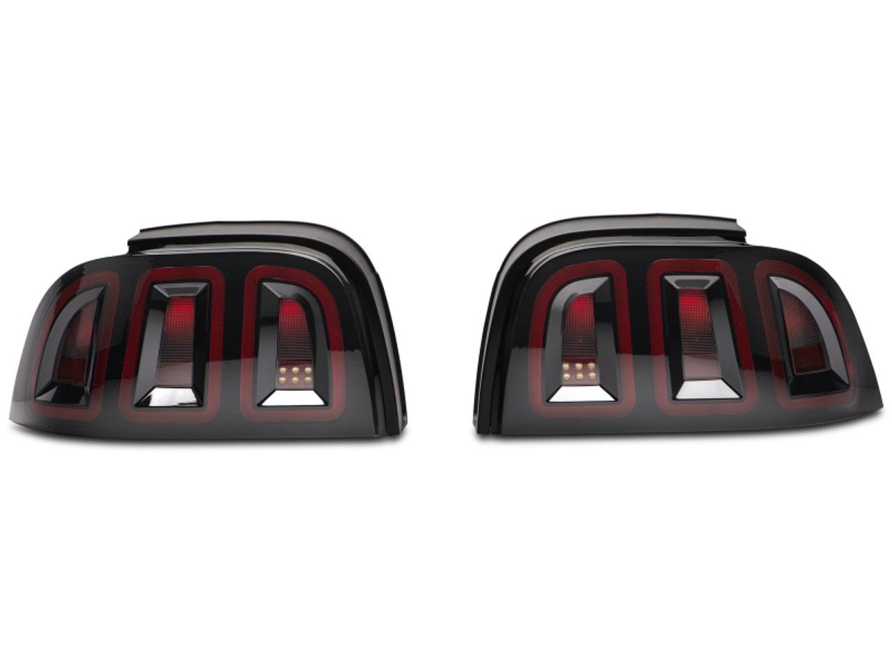 Raxiom 96-98 Ford Mustang Icon LED Tail Lights- Black Housing (Smoked Lens) - 389876 Photo - Close Up