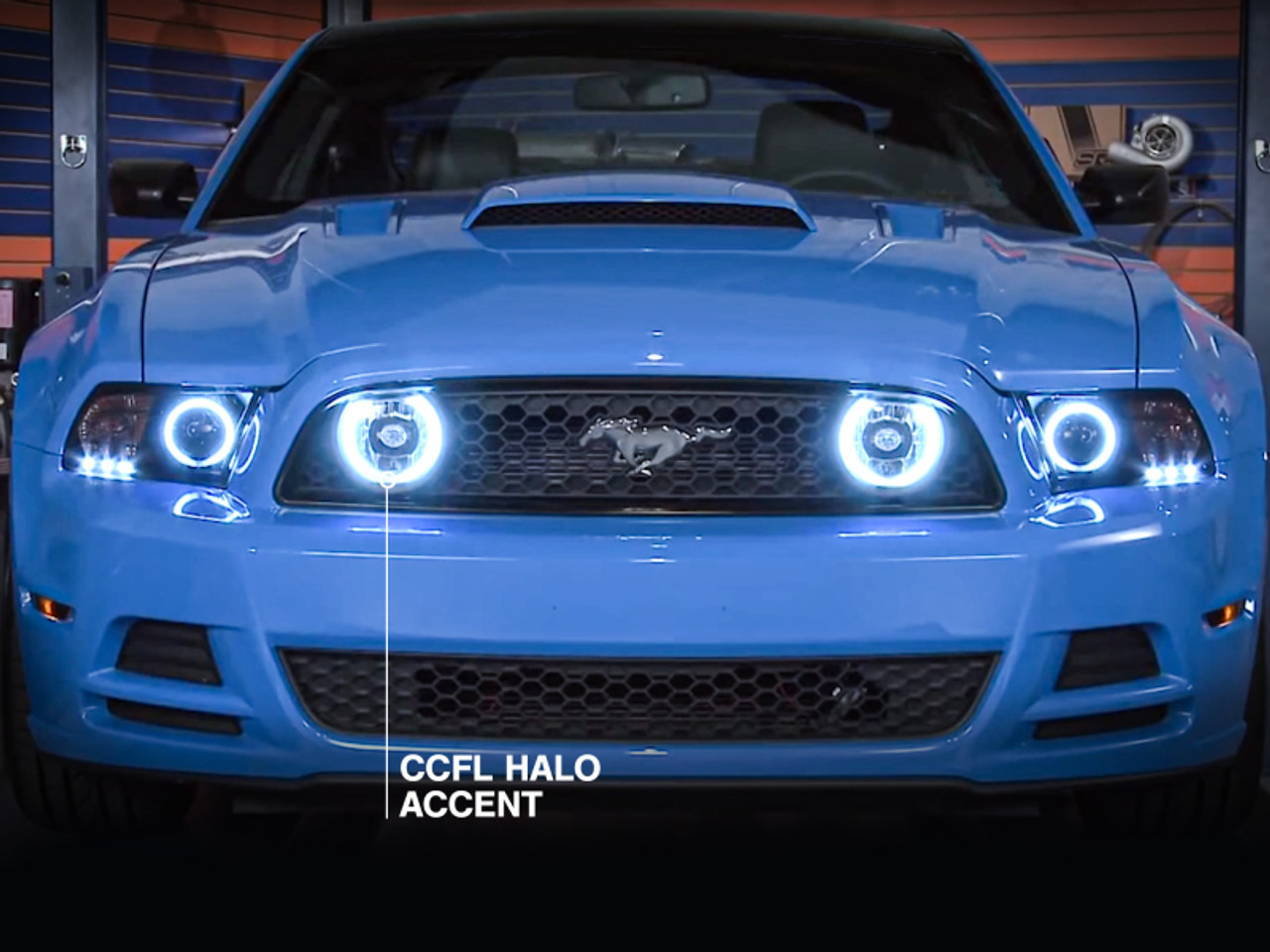 Raxiom 13-14 Ford Mustang GT CCFL Halo Fog Lights (Smoked) - 49177 Photo - Close Up
