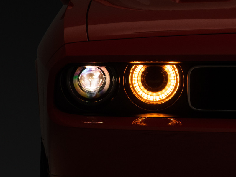 Raxiom 08-14 Dodge Challenger Halo Projctr Headlights w/Sequential Turn Signals-Blk Hsng(Clear Lens) - CH3761 Photo - Close Up
