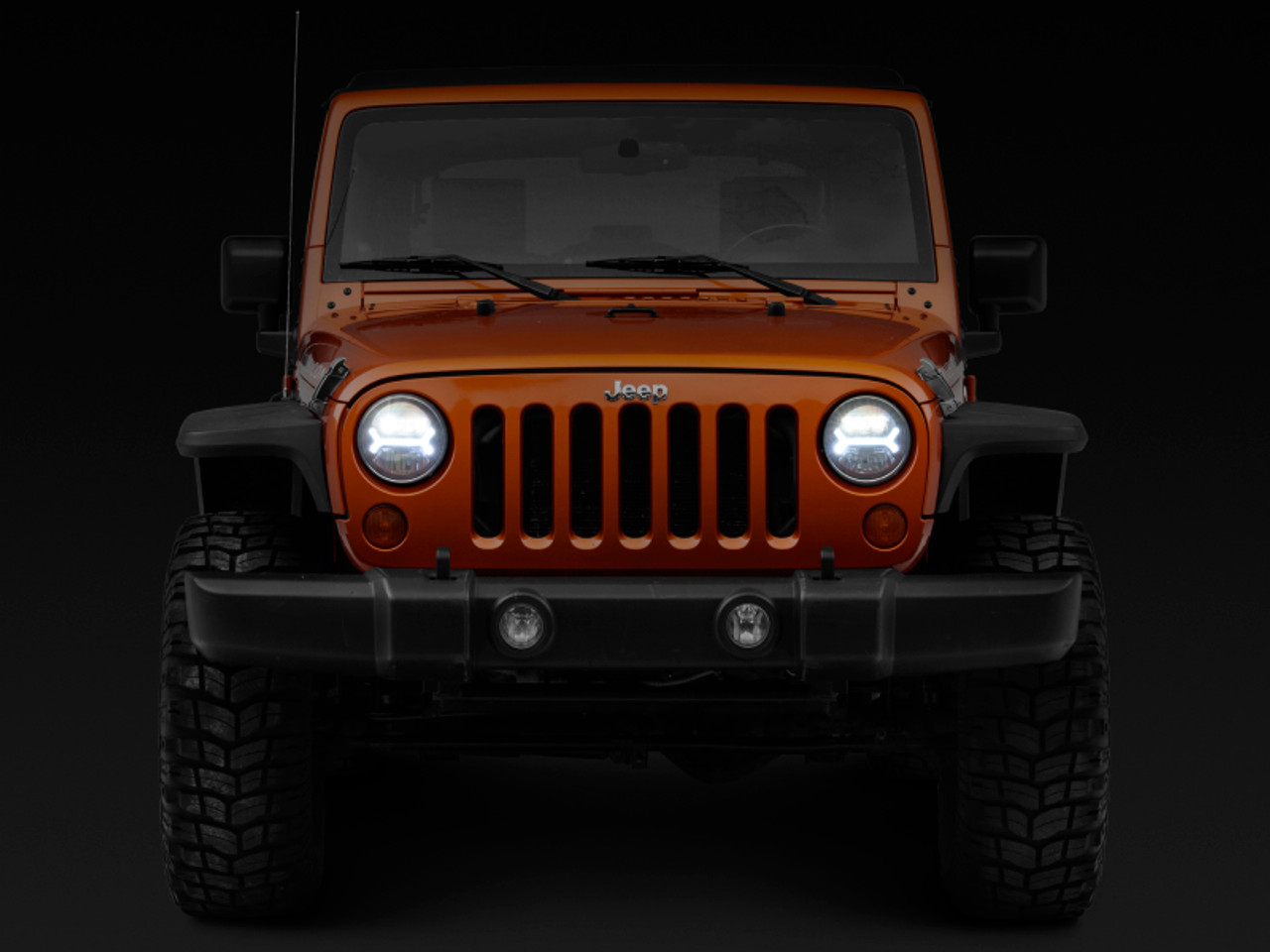 Raxiom 07-18 Jeep Wrangler JK LED Halo Headlights- Black Housing (Clear Lens) - J123773 Photo - Close Up