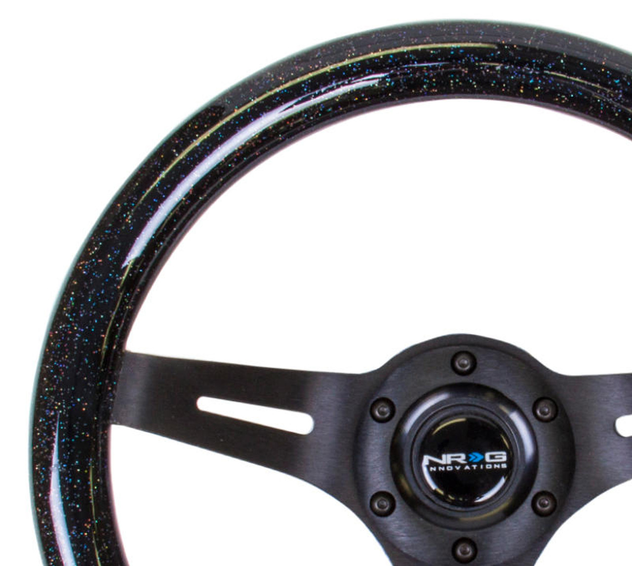 NRG NRG Classic Wood Grain Steering Wheel 310mm Black Sparkle w/Blk 3-Spoke Center - ST-310BSB-BK