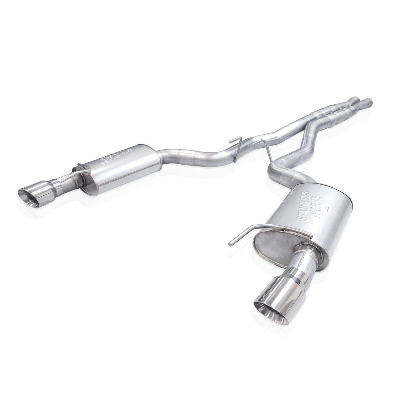 Stainless Works 2024 Mustang GT Catback Dual Tips Redline Sound H-Pipe Factory Connect Exhaust - M24CBHFCR