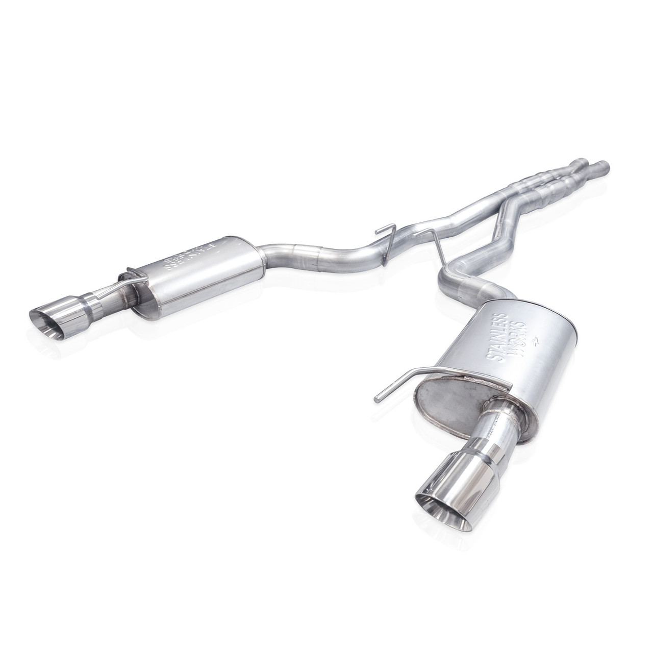 Stainless Works 2024 Mustang GT Catback Dual Tips Redline Sound H-Pipe Performance Connect Exhaust - M24CBHPCR