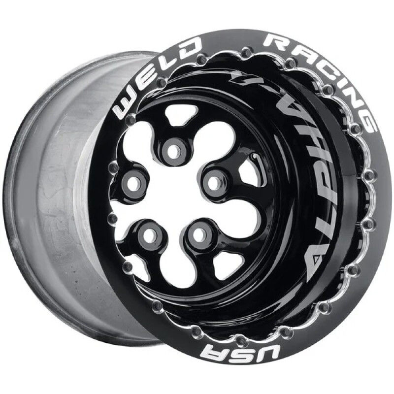 Weld Alpha-1 15x13 / 5x4.75 BP / 4in. BS Black Wheel - Black Double Beadlock MT - 83B-513B278MB Photo - Primary