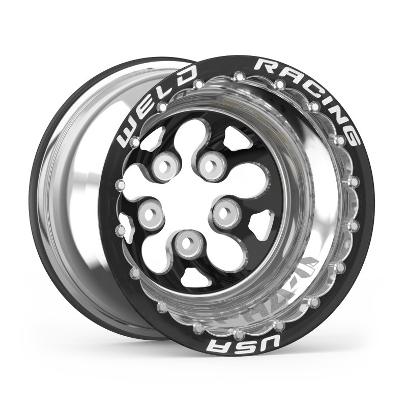 Weld Alpha-1 15x16 / 5x4.75 BP / 5in. BS Black Wheel - Black Double Beadlock - 83B-516280CB Photo - Unmounted