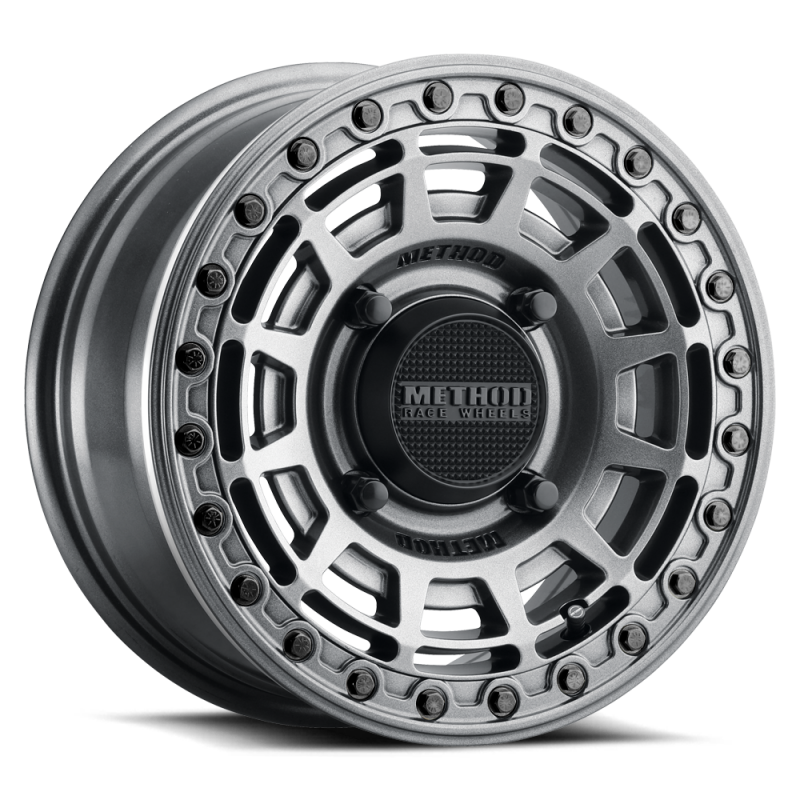 Method MR415 Beadlock 15x7 / 5+2/38mm Offset / 5x4.5 / 76 CB Graphite Wheel - Gloss Graphite Ring - MR415570121252B Photo - Primary
