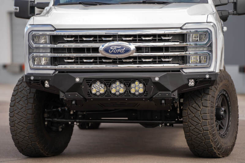 Addictive Desert Designs 2023+ Ford F-250/F-350 Bomber Front Bumper (w/ 3 Baja Designs LP6 Mounts) - F810014100103 Photo - Mounted