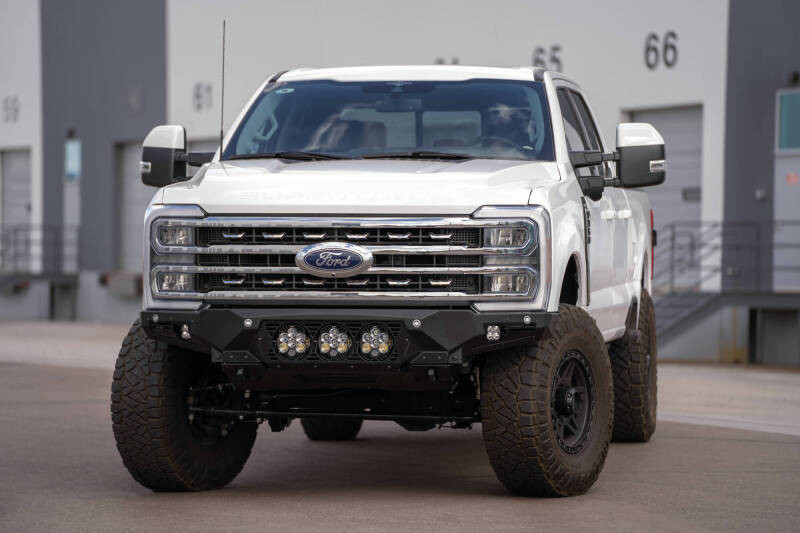 Addictive Desert Designs 2023+ Ford F-250/F-350 Bomber Front Bumper (w/ 3 Baja Designs LP6 Mounts) - F810014100103 Photo - Mounted