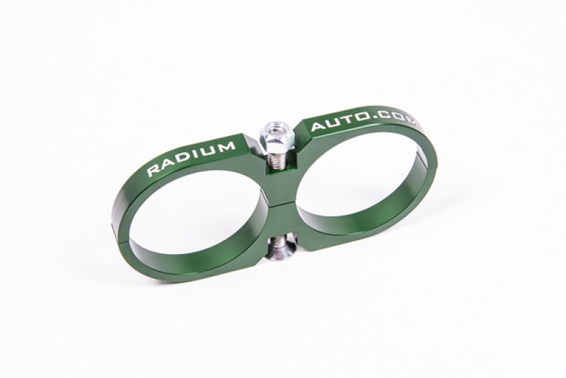 Radium Engineering 2-Piece Fuel Pump Clamp For Bosch 044 - Green W/ Logo - 20-0122 Photo - Primary