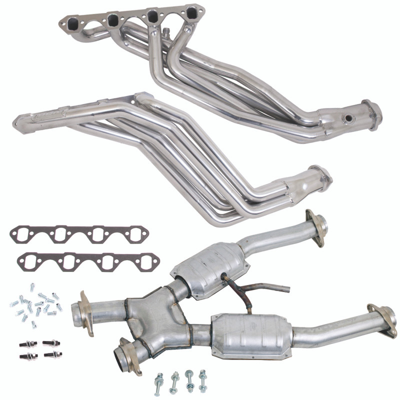 BBK 94-95 Ford Mustang 5.0L 1-5/8 Long Tube Headers w/High Flow Catted X-Pipe (Silver Ceramic) - 15193 Photo - Primary