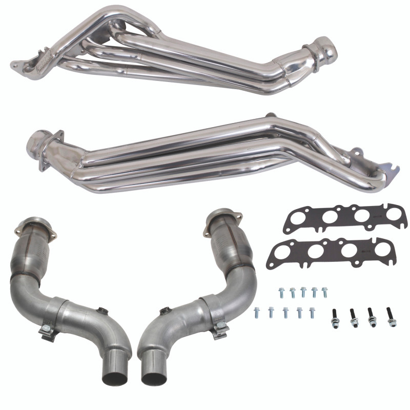BBK 15-23 Ford Mustang GT 1-3/4 Long Tube Headers w/High Flow Catted Mid Pipe (Silver Ceramic) - 16336 Photo - Primary