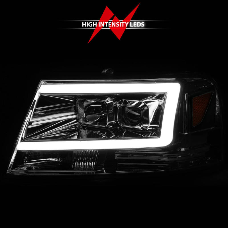 ANZO ANZO 2004-2008 Ford F-150 Projector Headlights w/ Light Bar Chrome Housing - 111542