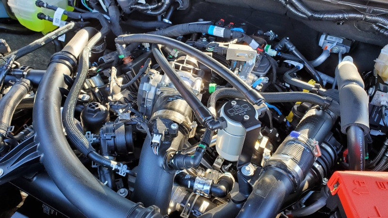 J&L 24-25 Ford Ranger 2.7L EcoBoost PCV Side Clear Anodized - 3099P-C Photo - Mounted