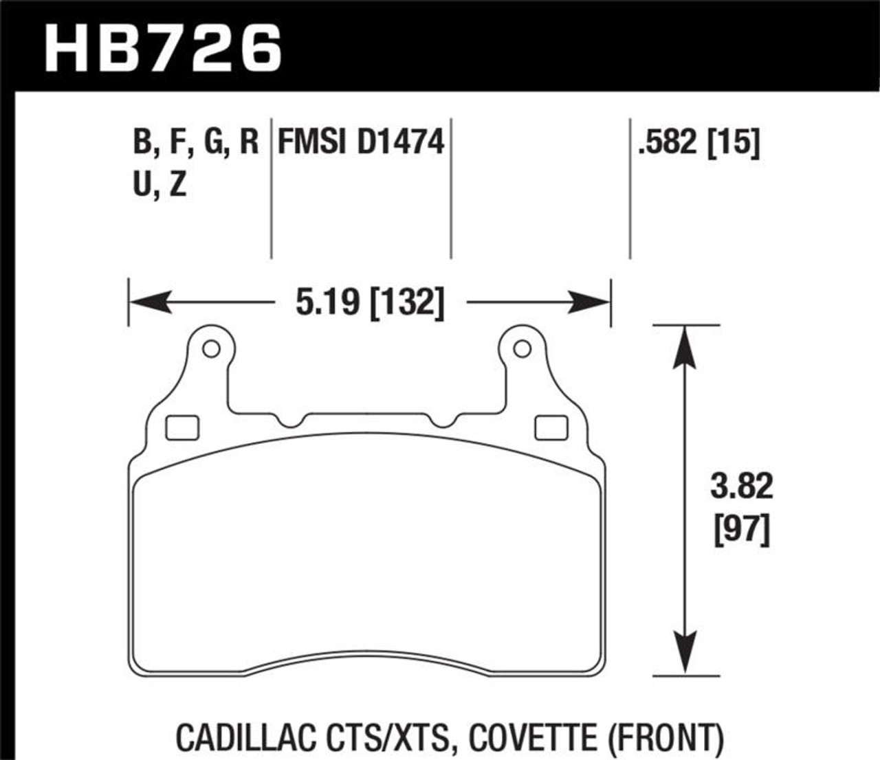 Hawk Performance Hawk 2014 Chevrolet Corvette DTC-60 Front Brake Pads - HB726G.582