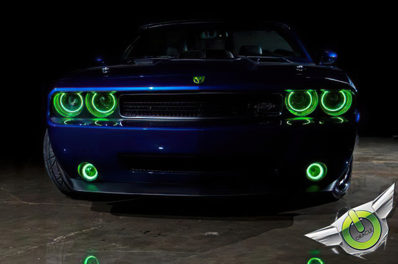 Oracle 08-14 Dodge Challenger LED Projector Headlight Halo Kit - Green - 2238-004 Photo - lifestyle view