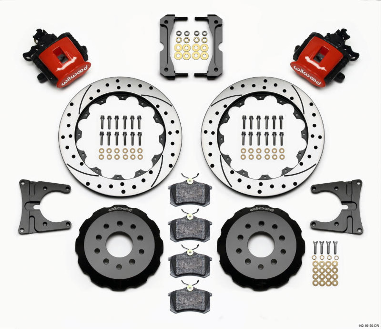 WilWood Wilwood Combination Parking Brake Rear Kit 12.88in Drilled Red 2005-2014 Mustang - 140-10159-DR