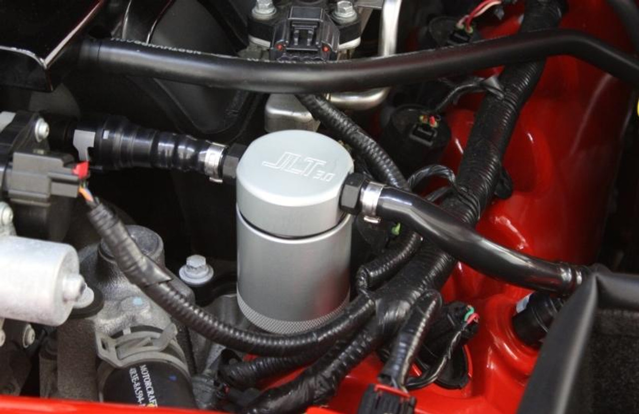 JandL 05-10 Ford Mustang GT/Bullitt/Saleen Driver Side Oil Separator 3.0 - Clear Anodized - 3013D-C