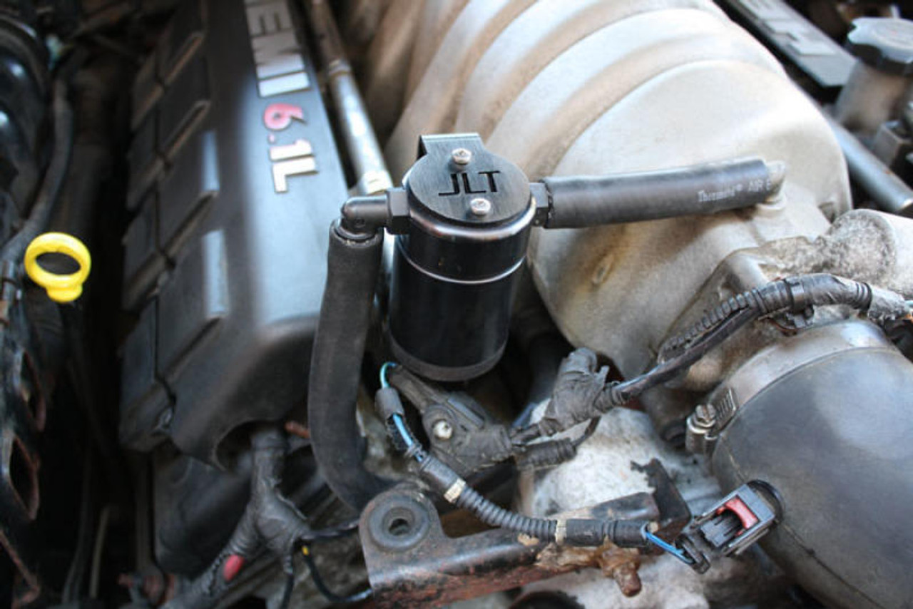 JandL 05-10 Dodge Charger 6.1L Hemi Passenger Side Oil Separator 3.0 - Black Anodized - 3062P-B