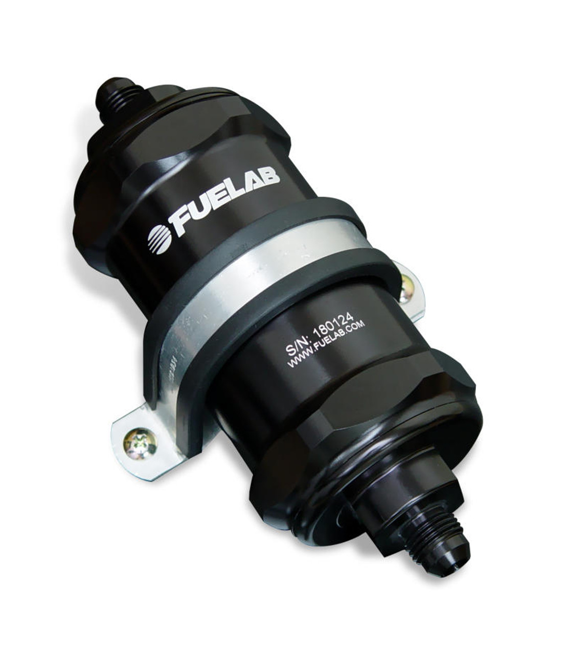 Fuelab 818 In-Line Fuel Filter Standard -6AN In/Out 100 Micron Stainless - Black - 81821-1