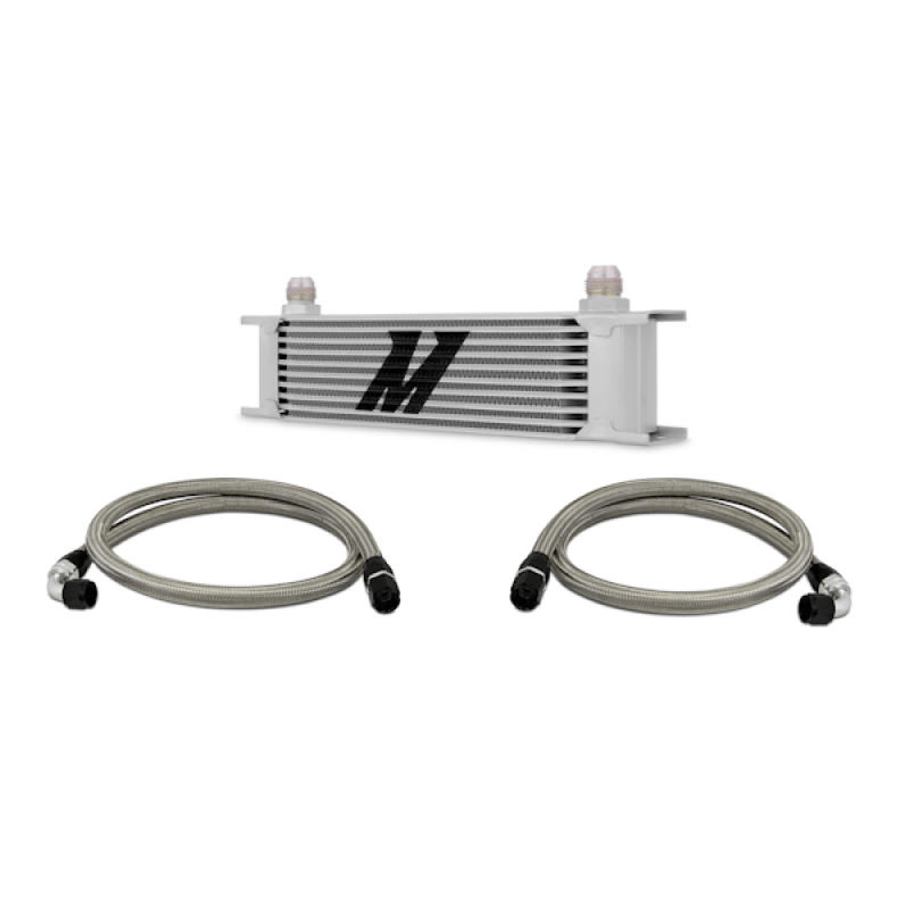 Mishimoto Universal 10 Row Oil Cooler Kit Metal Braided Lines - MMOC-U