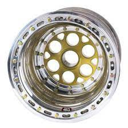 Weld Magnum Sprint 15x17 / 42-Spline / 5in. BS Gold Wheel - Outer Beadlock w/6-Dzus Cover - 735-51755-6