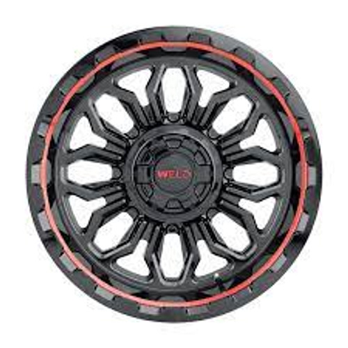 Weld Off-Road W140 20X10 Flare 6X135 6X139.7 ET-18 BS4.75 Gloss Black MIL Red 106.1 - W14000098475