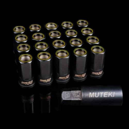 Wheel Mate Muteki HR50 Open End Lug Nuts - Black w/ Yellow Ring 14x1.50 - HR5007BY User 1