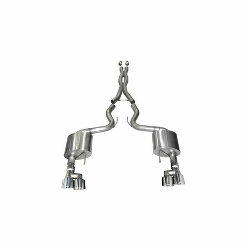 Corsa 2018-2023 Ford Mustang 5.0L 3in Sport Cat-Back Dual Rear Exit 4in Polished Pro-Series Tips - 21042