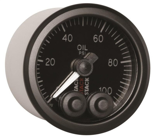 Autometer Stack Instruments Pro Control 52mm 0-100 PSI Oil Pressure Gauge - Black 1/8in NPTF Male - ST3502