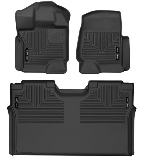 Husky Liners 15-22 Ford F-150 SuperCrew Cab X-Act Contour Front and 2nd Row Seat Floor Liners - Black - 53498