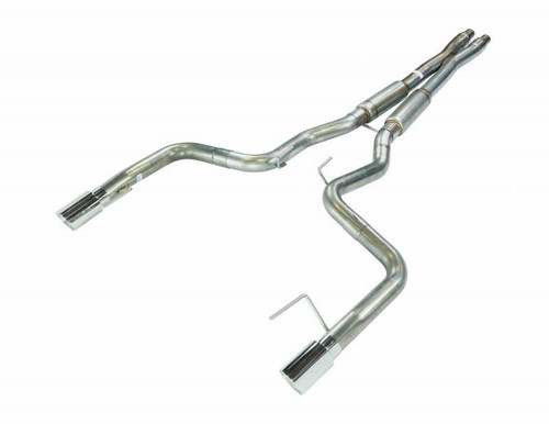 Pypes Performance Exhaust Cat Back Exhaust System 15-17 Mustang GT Split Rear Dual Exit 4 in Polished Tips Hardware Included Mid-muffler X-pipe Natural 409 Stainless Finish Pypes Exhaust