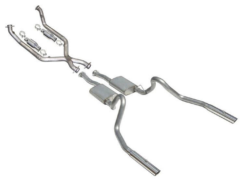 Pypes Performance Exhaust Cat Back Exhaust System 98-04 Mustang V6 Split Rear Dual Exit 2.5 in Intermediate Pipe And Tailpipe Street Pro Muffler/Hardware/3 in Black Tips Incl Natural 409 Stainless Steel Pypes Exhaust