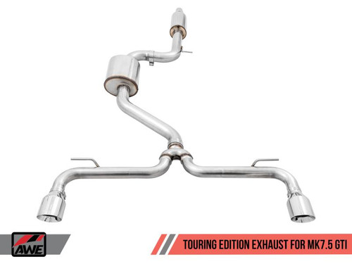 Awe Tuning AWE Tuning Volkswagen GTI MK7.5 2.0T Touring Edition Exhaust w/Chrome Silver Tips 102mm - 3015-32096