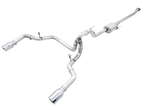 Awe Tuning AWE 0FG 21 Ford F150 Dual Split Rear Exhaust - 5in Chrome Silver Tips - 3015-32105