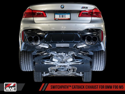 Awe Tuning AWE Tuning 18-19 BMW F90 M5 SwitchPatch Cat-Back Exhaust- Black Diamond Tips - 3025-43066
