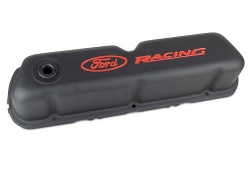 Ford Racing  Logo Stamped Steel Black Satin Valve Covers Black Crinkle - 302-072 Photo - Unmounted