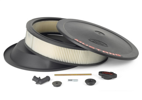 Ford Racing Air Cleaner Kit - Black Crinkle Finish w/ Red Mustang Emblem - 302-362 Photo - Unmounted