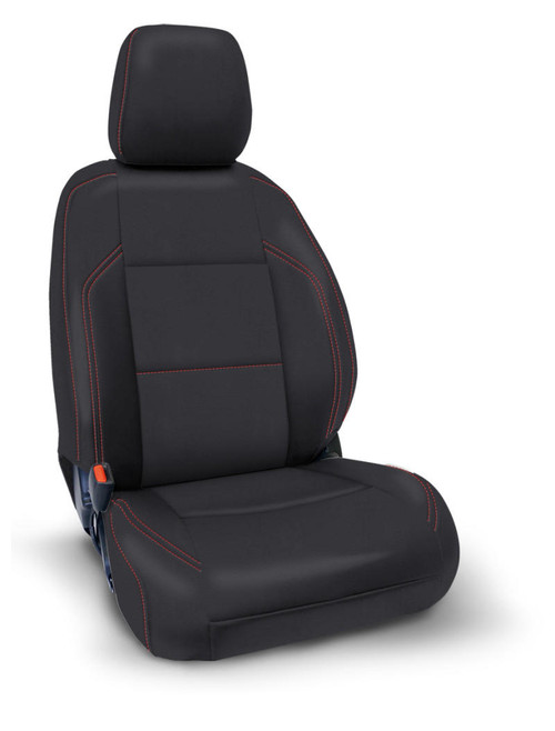PRP Seats PRP 2016 Toyota Tacoma Front Seat Covers Pair - Black with Red Stitching - B053-01
