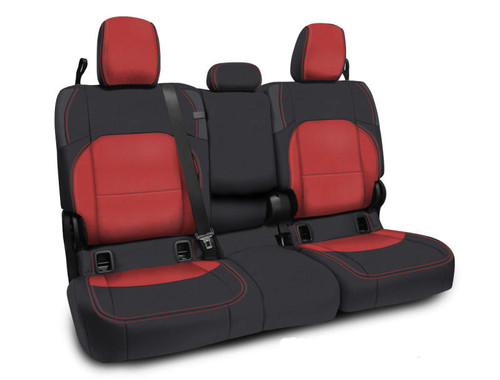 PRP Seats PRP 2020 Jeep Gladiator JT Rear Bench Cover with Leather Interior - Black/Red - B056-05