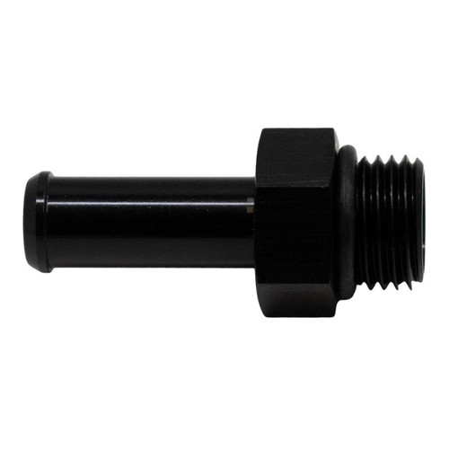 DeatschWerks 6AN ORB Male to 3/8in Male Barb Fitting Incl O-Ring - Anodized Matte Black - 6-02-0504-B