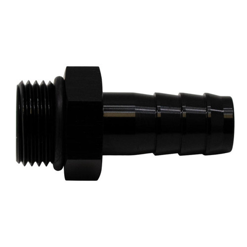 DeatschWerks 8AN ORB Male to 1/2in Male Triple Barb Fitting Incl O-Ring - Anodized Matte Black - 6-02-0506-B