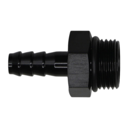 DeatschWerks 8AN ORB Male to 5/16in Male Triple Barb Fitting Incl O-Ring - Anodized Matte Black - 6-02-0512-B