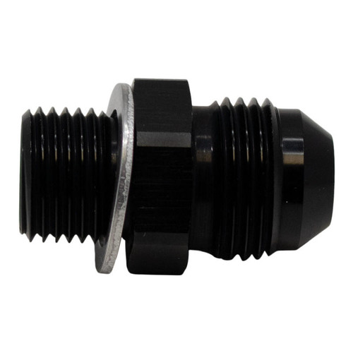 DeatschWerks 8AN Male Flare to M16 X 1.5 Male Metric Adapter Incl Washer - Anodized Matte Black - 6-02-0619-B