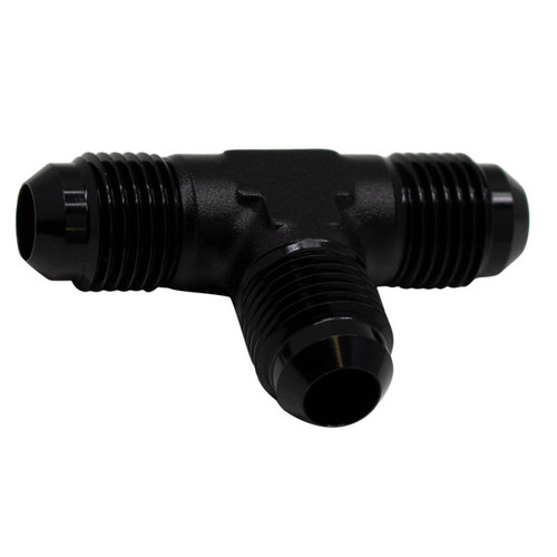 DeatschWerks 6AN Male Flare to 6AN Male Flare to 6AN Male Flare Tee Fitting - Anodized Matte Black - 6-02-0721-B