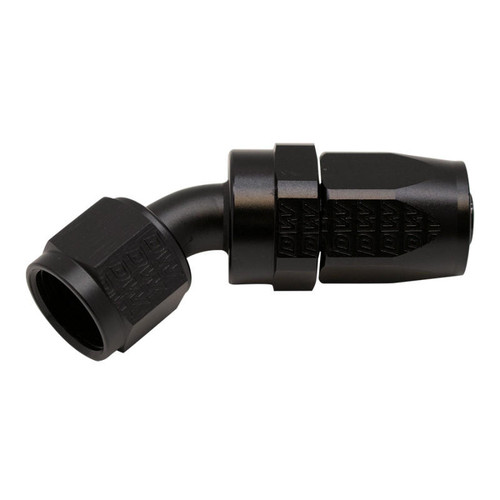 DeatschWerks 8AN Female Swivel 45-Degree Hose End CPE - Anodized Matte Black - 6-02-0806-B