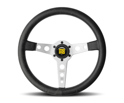 MOMO Momo Prototipo Steering Wheel 350 mm - Black Leather/White Stitch/Brshd Spokes - PRH35BK0S 