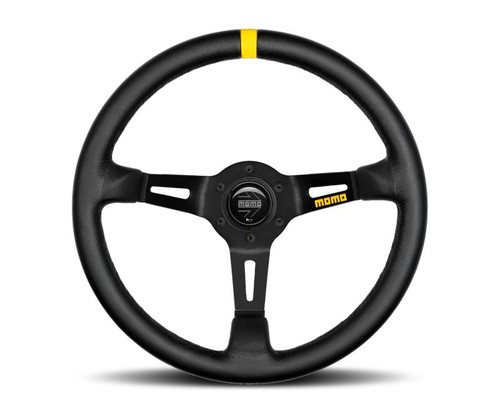 MOMO Momo MOD08 Steering Wheel 350 mm -  Black Leather/Black Spokes/1 Stripe - R1908/35L 