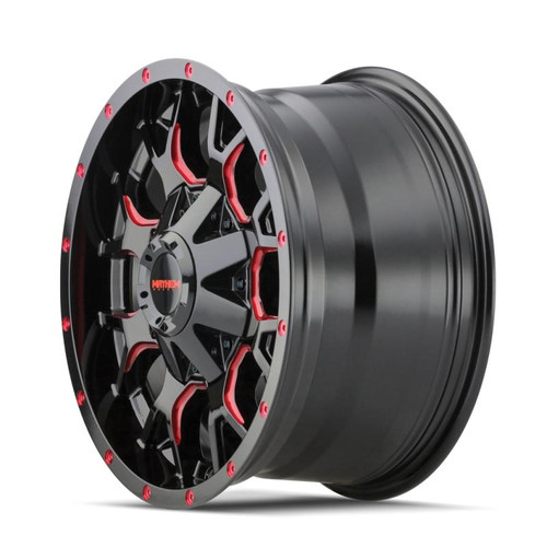  Mayhem 8015 Warrior 17x9 / 5x127 BP / 18mm Offset / 87mm Hub Black w/ Prism Red Wheel - 8015-7952BTR18 