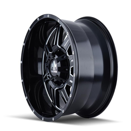  Mayhem 8100 Monstir 17x9 / 8x165.1 BP / -12mm Offset / 130.8mm Hub Black w/ Milled Spokes Wheel - 8100-7976M 