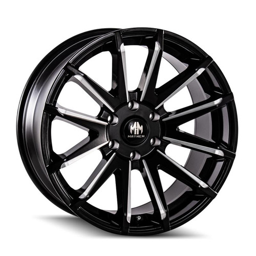  Mayhem 8109 Crossfire 22x9.5 / 6x114.3 BP / 18mm Offset / 78.3mm Hub Black w/ Milled Spokes Wheel - 8109-22986BM18 